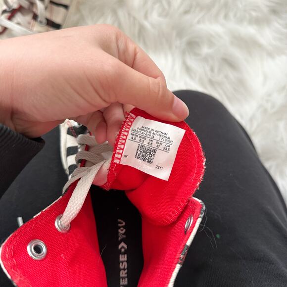 Zebra Hi-Top Platform Converse w/ Red Heart Logo - Picture 8 of 8